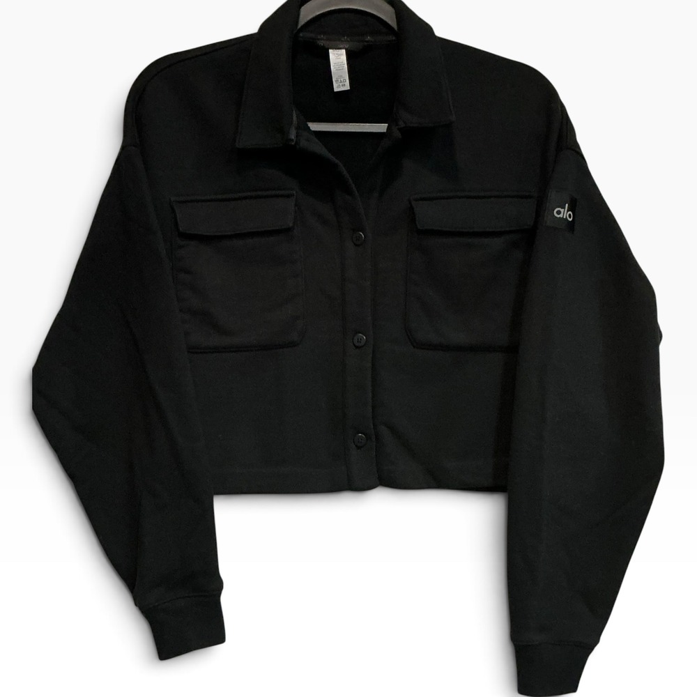 Alo Yoga Renown Jacket Black Cropped Heavyweight Shacket Womens XS / S - Picture 2 of 4